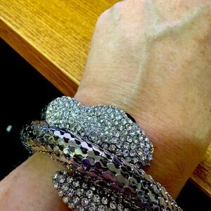 B-43 silver tone snake wrap bracelet